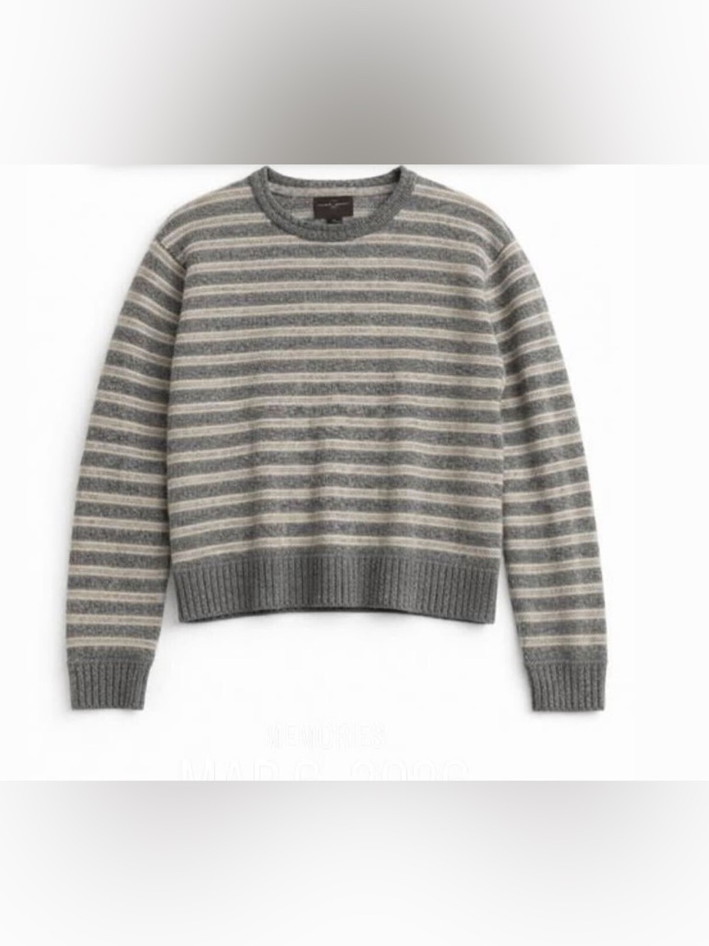 #156 🌷Black Brown 1826 grey striped lambs wool crew neck sweater - Picture 2 of 6
